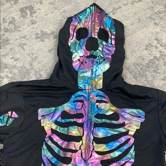 NWT Tipsy Elves Iridescent Skeleton Costume Onesie Jumpsuit Halloween Sz L - Picture 7 of 12